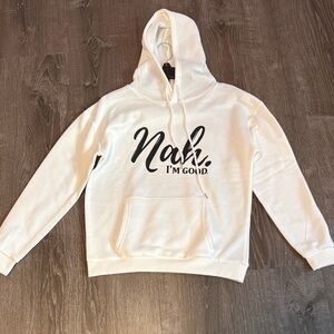 White Hoodie with Black Print